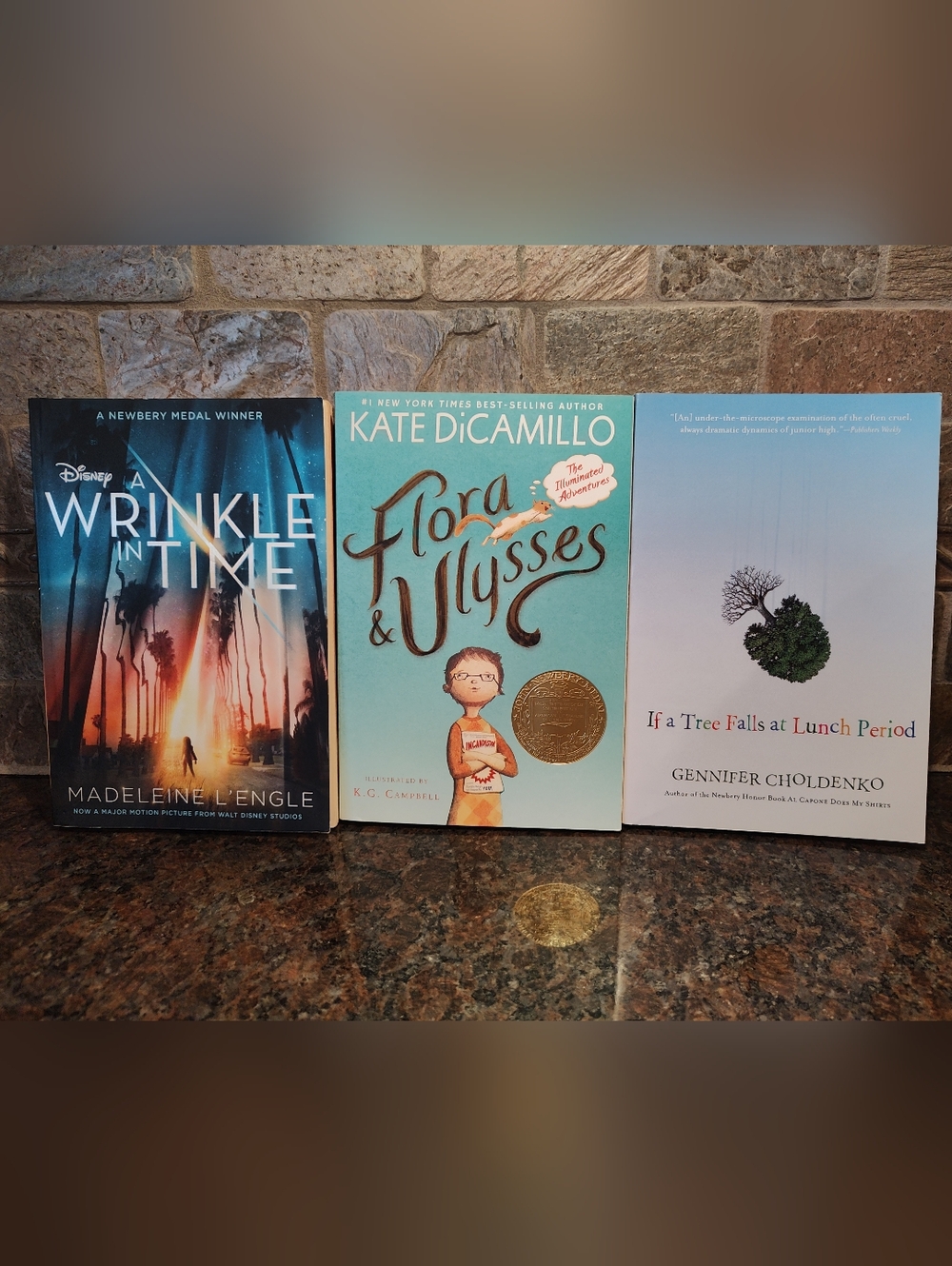 Bundle Of Books: Flora & Ulysses, Wrinkle In Time, If A Tree Falls At Lunch Per.